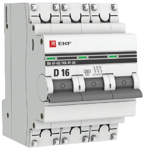 Выключатель автоматический EKF PROxima ВА47-63 3п 16А D 6кА фото Выключатель автоматический EKF PROxima ВА47-63 3п 16А D 6кА картинка